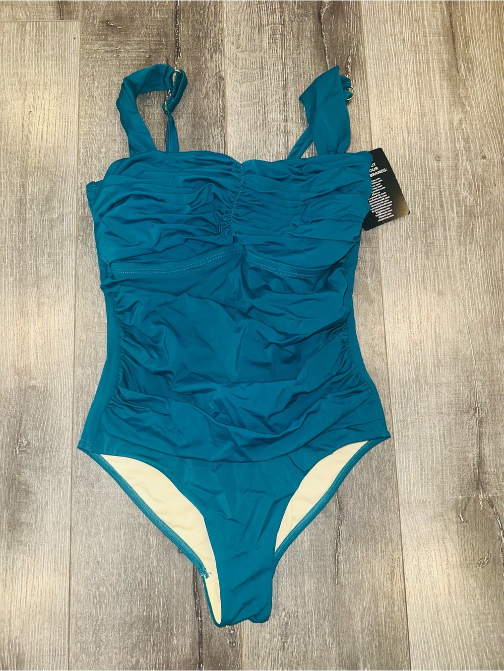 Swimsuits for All Woman’s Teal One-Piece Swimsuit with Ruching - Picture 2 of 8